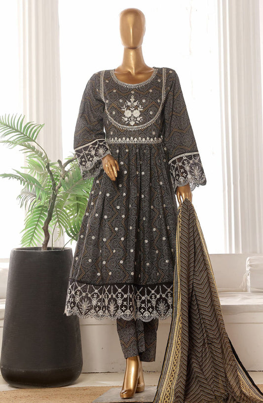 Bin Saeed Embroidered Lawn Stitched 3 Piece Frock - SM-801 - BS25LFV2 - Black - Summer Collection