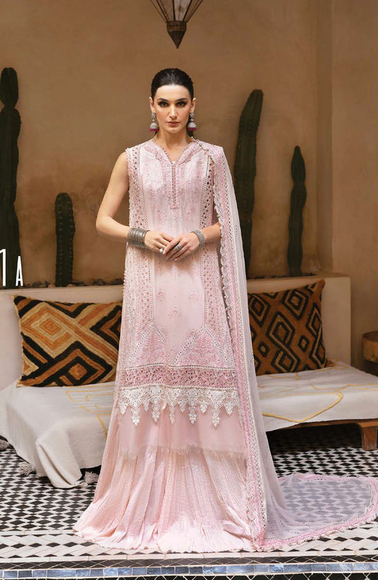 Maria B Embroidered Lawn Unstitched 3 Piece Suit - D-11A - MAB25LLV25 - Pink - Summer Collection