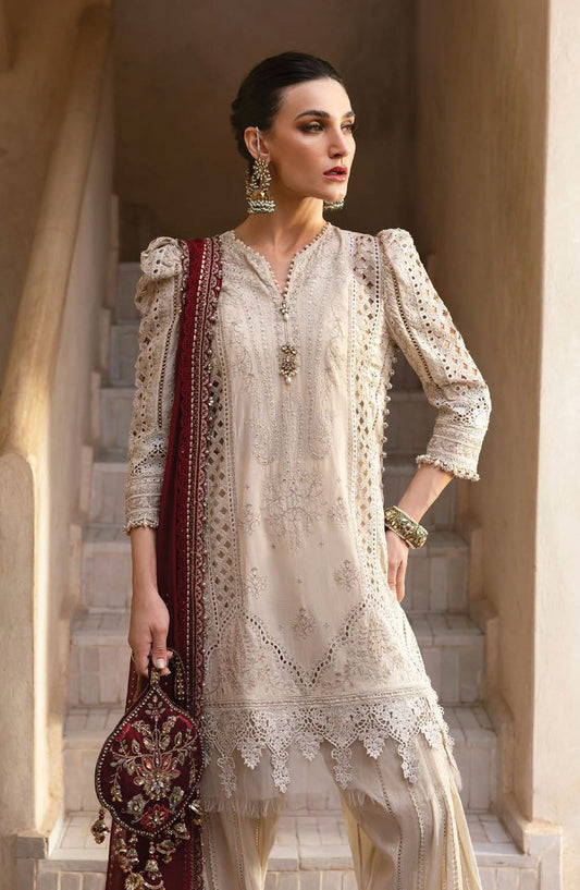 Maria B Embroidered Lawn Unstitched 3 Piece Suit - D-11B - MAB25LLV25 - White - Summer Collection