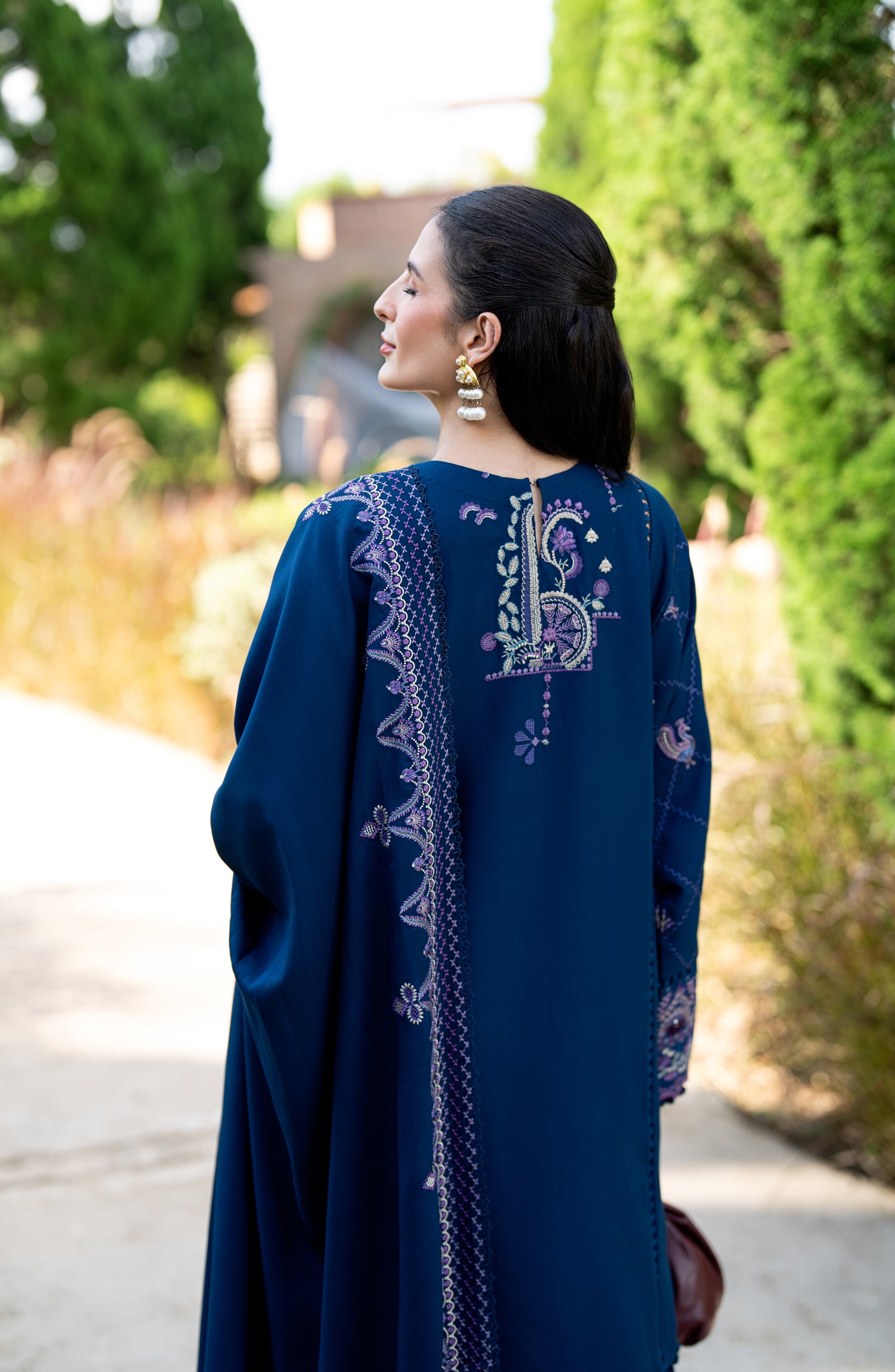 Florent Serenity Embroidered Marina Twill Unstitched 3 Piece Suit - 12 Astrid - FL26SNT - Blue - Winter Collection