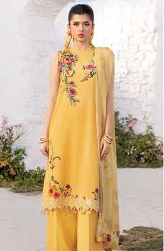 Maria B Embroidered Lawn Unstitched 3 Piece Suit - D-12 A - MB25MB - Yellow - Summer Collection