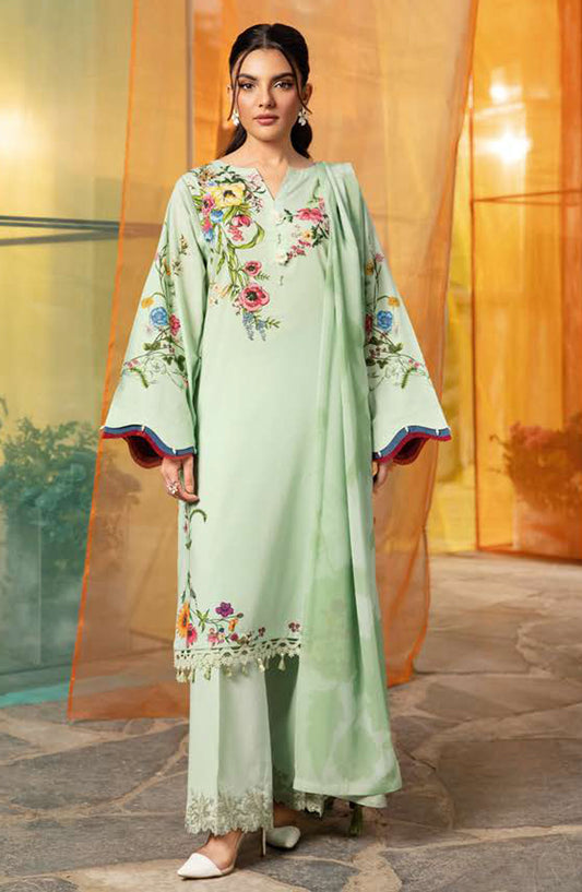 Maria B Embroidered Lawn Unstitched 3 Piece Suit - D-12 B - MB25MB - Green - Summer Collection