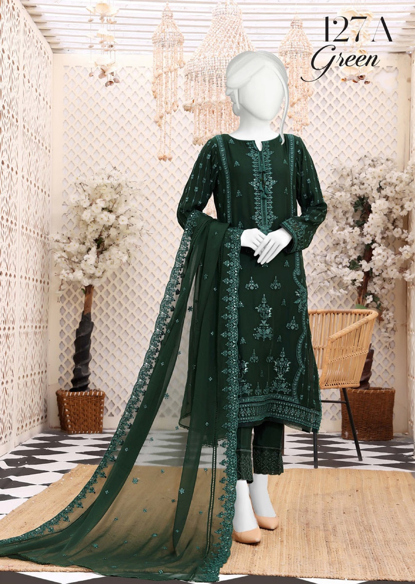 127 A GREEN HZ Formals Chiffon Embroidered RTW Vol 01