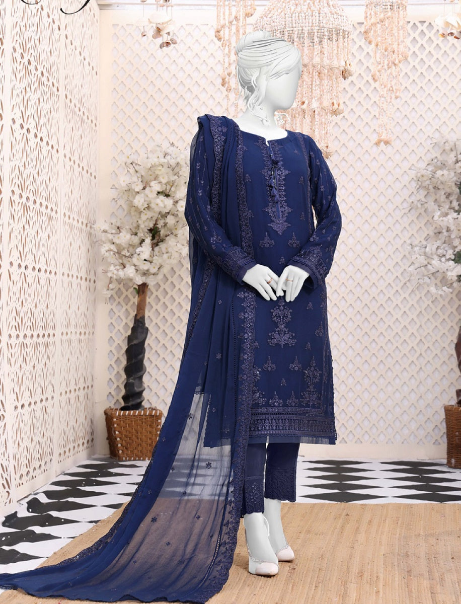 127 B NAVY HZ Formals Chiffon Embroidered RTW Vol 01