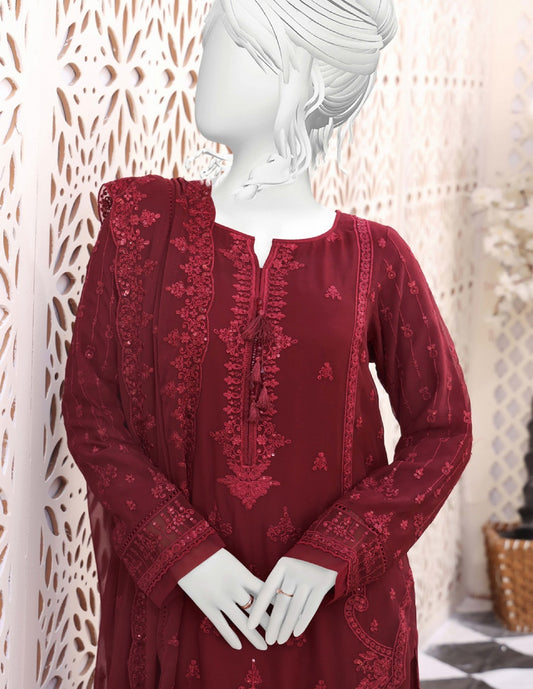 127 C MAROON HZ Formals Chiffon Embroidered RTW Vol 01