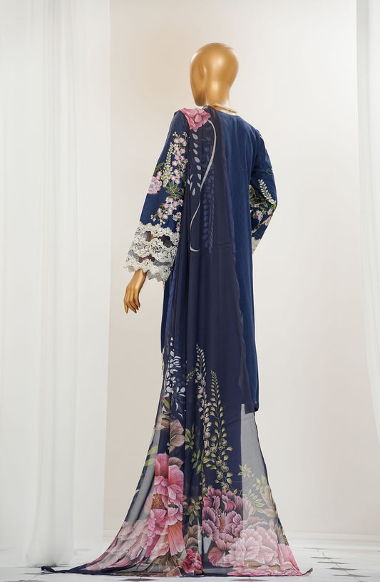 Durnaz by Amna Khadija Embroidered Jacquard Lawn Stitched 3 Piece Suit - AM25DRN - ELE 05 - Dark Blue - Festive Collection