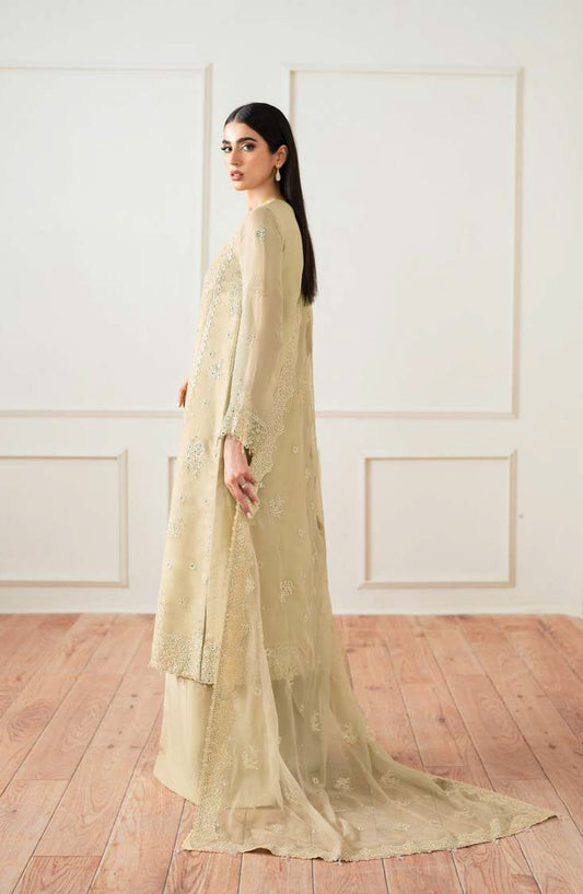 Farasha Luxury Essence Formals Embroidered Chiffon Unstitched 3 Piece Suit - Beige Dusk - FSH25EF - Beige - Festive Collection