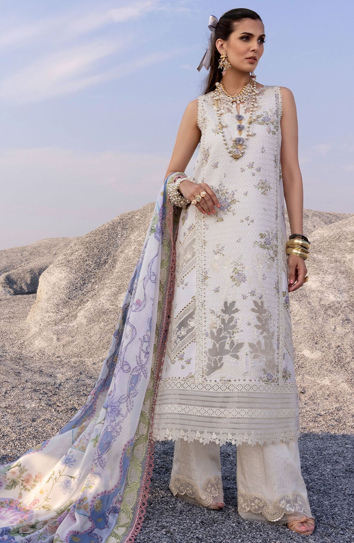 Saira Shakira Embroidered Lawn Unstitched 3 Piece Suit - CECIL-B - SSK25L - Grey - Summer Collection