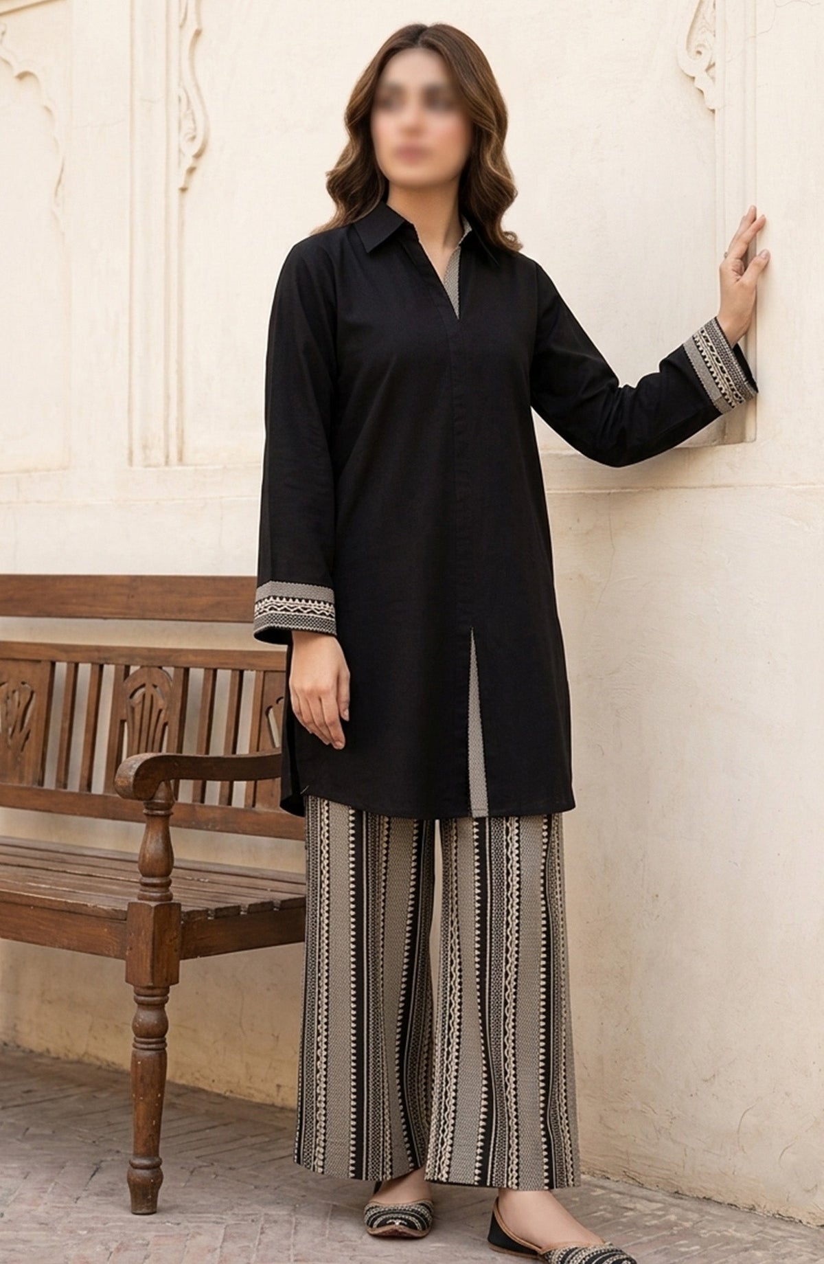 Amna Khadija Dastan Sunset Soiree Lawn Stitched 2 Piece Suit - AKPD-03 - AKP26TAAN - Black - Summer Collection