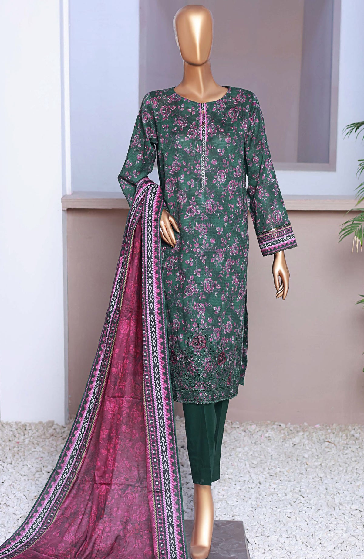 Vital by HZ Textile Embroidered Lawn Unstitched 3 Piece Suit - VEC-112 - HZ25VEBD - Green - Summer Collection