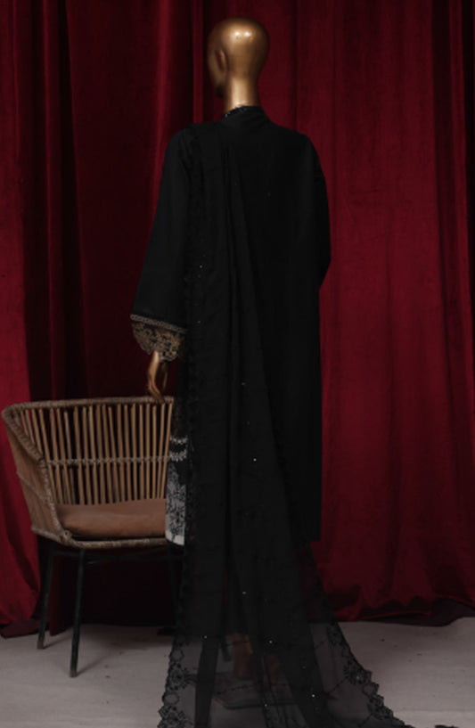 Bin Saeed Embroidered Cotton Stitched 3 Piece Suit - LF-102 - BS25PCV3 - Black - Summer Collection