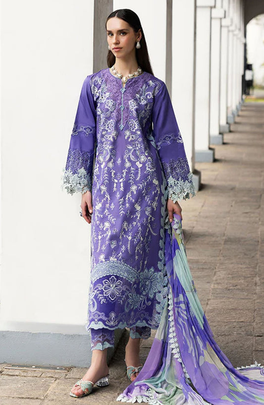 Manaram by Mushq Embroidered Lawn Unstitched 3 Piece Suit - Luminous Essence - MQ25MLL - Blue - Summer Collection