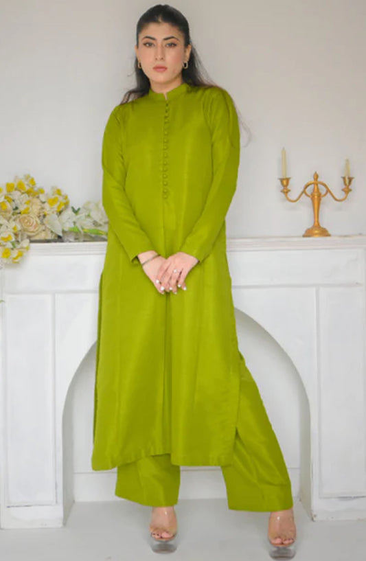 Zauk Casual Rawsilk 2 Piece Suit - Pine - ZK25CC - Green - Casual Collection