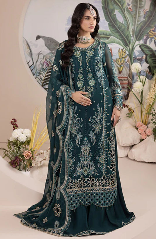 Aaraish by Diara Embroidered Chiffon Stitched 3 Piece Suit - SF-14 Zamurd - DC25AA - Green - Formal Collection