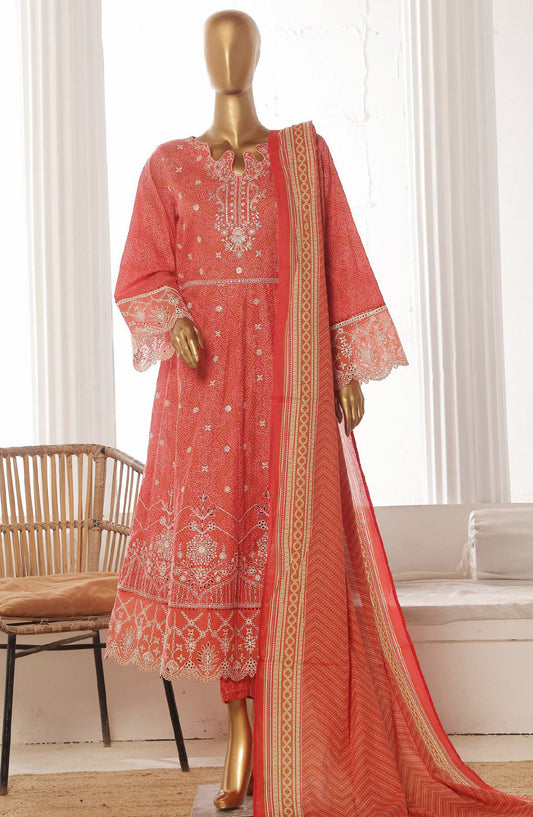 Bin Saeed Embroidered Lawn Stitched 3 Piece Frock - SM-800 - BS25LFV3 - Pink - Summer Collection