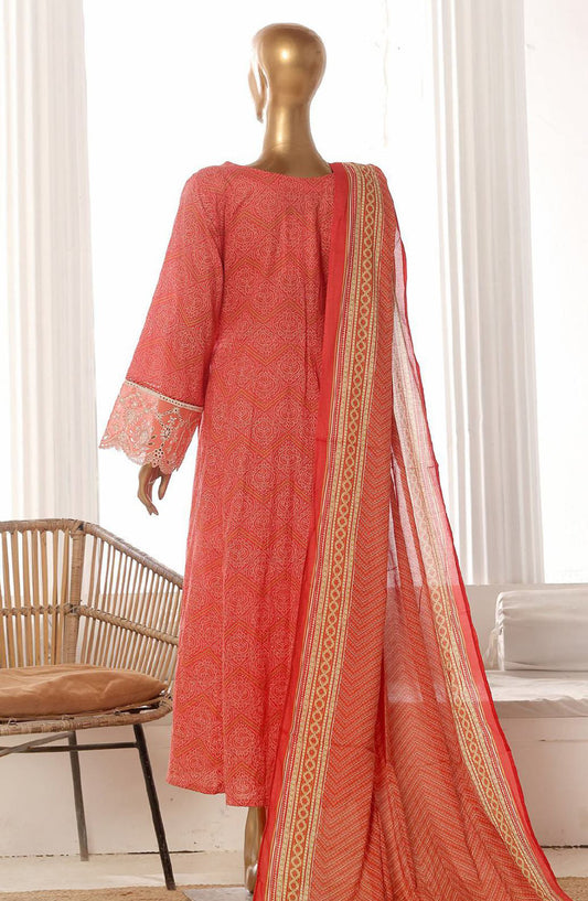 Bin Saeed Embroidered Lawn Stitched 3 Piece Frock - SM-800 - BS25LFV3 - Pink - Summer Collection