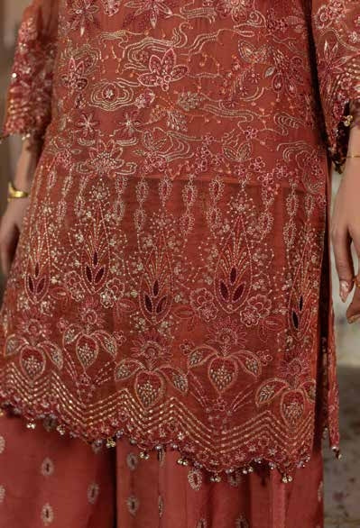 Kuch Khas By Flossie Chandani At Premium Chiffon 3pc Unstitched Suit - KKFCAK - D-10 - Orange