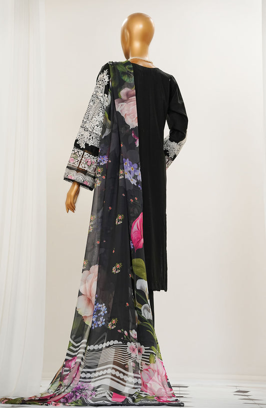 Durnaz by Amna Khadija Embroidered Jacquard Lawn Stitched 3 Piece Suit - AM25DRN - ELF 01 - Black - Festive Collection
