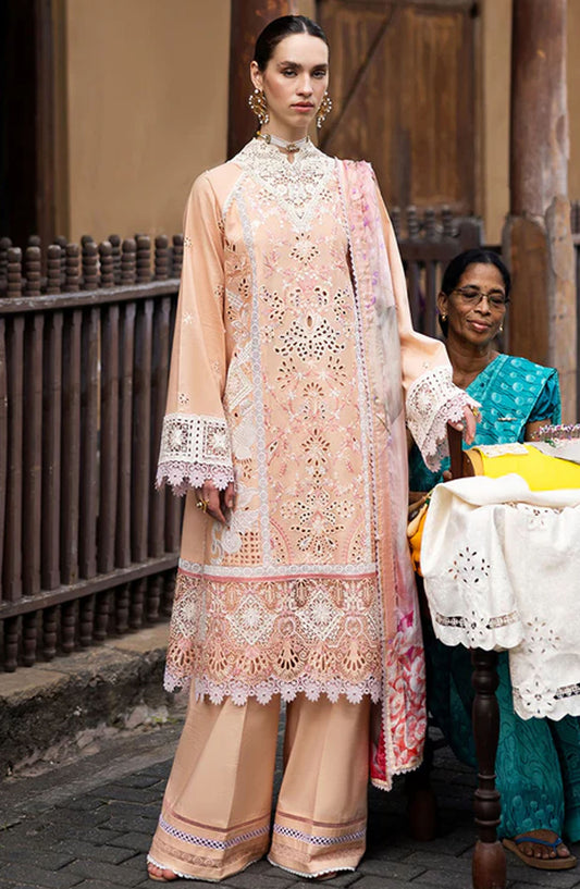 Manaram by Mushq Embroidered Lawn Unstitched 3 Piece Suit - Dreamlike Vibe - MQ25MLL - Peach - Summer Collection