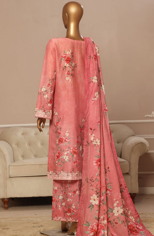 Bin Saeed Embroidered Lawn Stitched 3 Piece Suit - SM-30 - BS25EL3PCV5 - Pink - Summer Collection