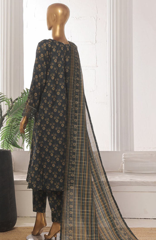 Bin Saeed Embroidered Lawn Stitched 3 Piece Frock - SM-642 - BS25LFV3 - Black - Summer Collection