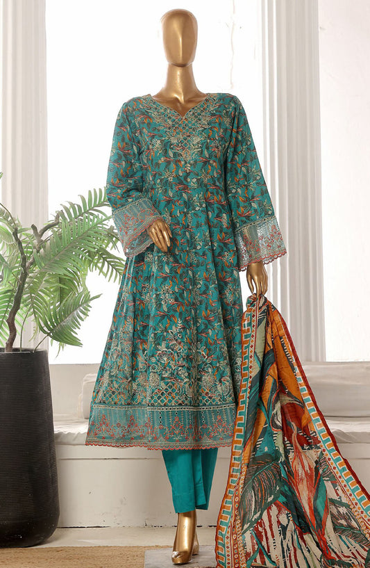 Bin Saeed Embroidered Lawn Stitched 3 Piece Frock - SM-749 - BS25LFV2 - Blue - Summer Collection