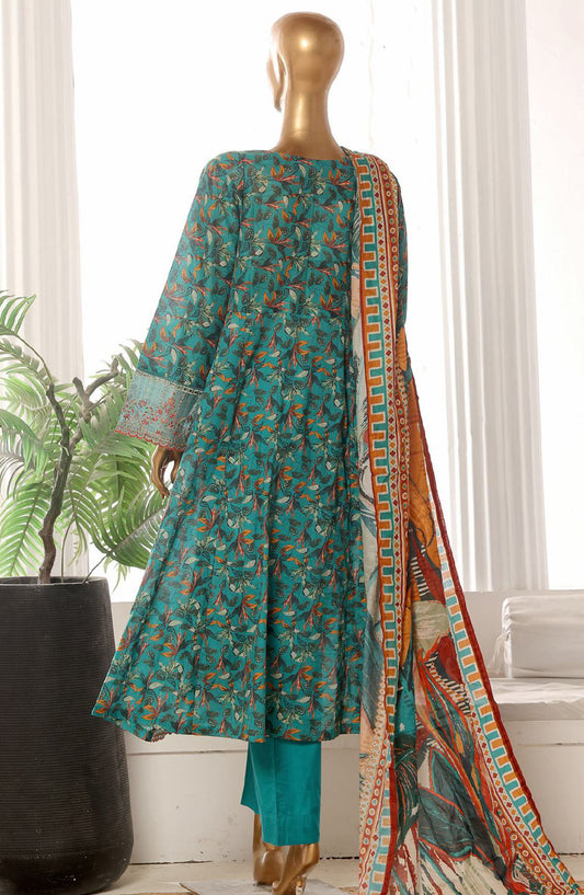 Bin Saeed Embroidered Lawn Stitched 3 Piece Frock - SM-749 - BS25LFV2 - Blue - Summer Collection