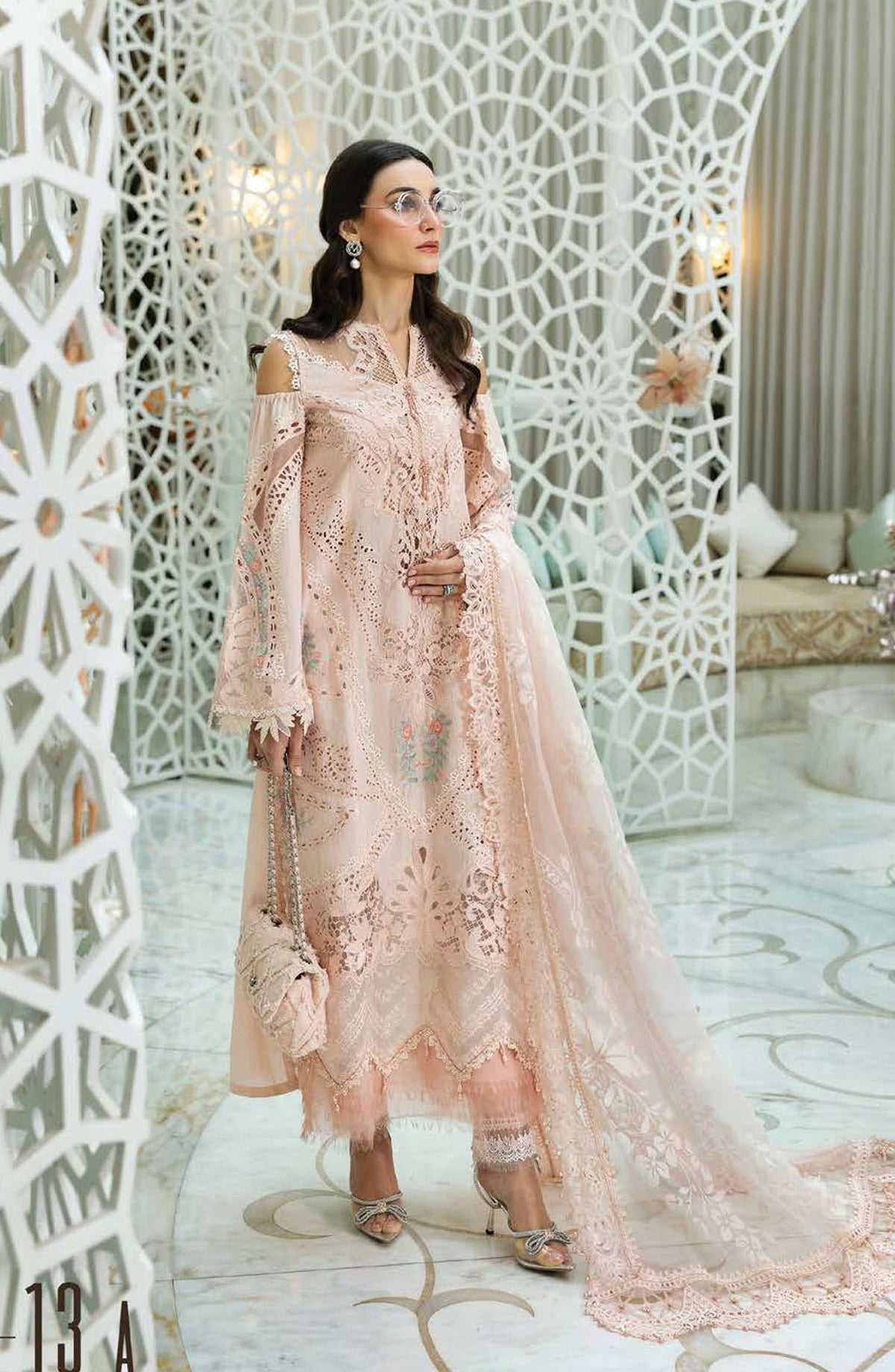 Maria B Embroidered Lawn Unstitched 3 Piece Suit - D-13A - MAB25LLV25 - Pink - Summer Collection