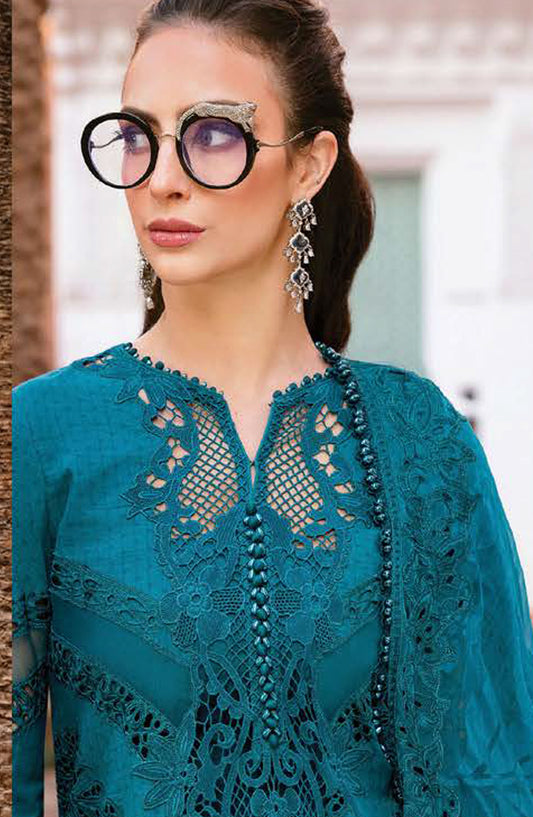 Maria B Embroidered Lawn Unstitched 3 Piece Suit - D-13B - MAB25LLV25 - Blue - Summer Collection