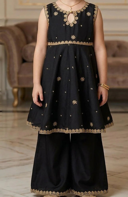 3 Piece Viscose Black Embroidered Suit - 11080-Blk - MOD26MT - Festive Collection