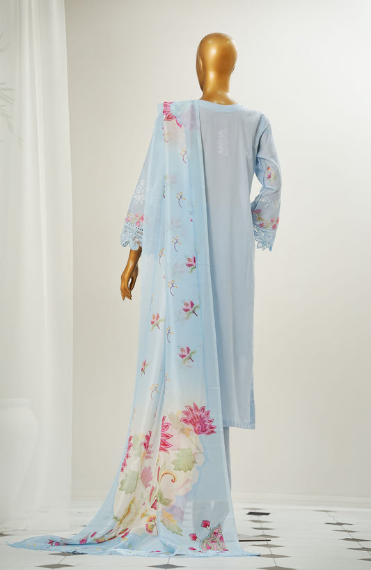 Durnaz by Amna Khadija Embroidered Jacquard Lawn Stitched 3 Piece Suit - AM25DRN - QL 01 - Light Blue - Festive Collection