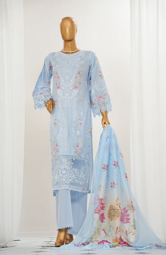 Durnaz by Amna Khadija Embroidered Jacquard Lawn Stitched 3 Piece Suit - AM25DRN - QL 01 - Light Blue - Festive Collection