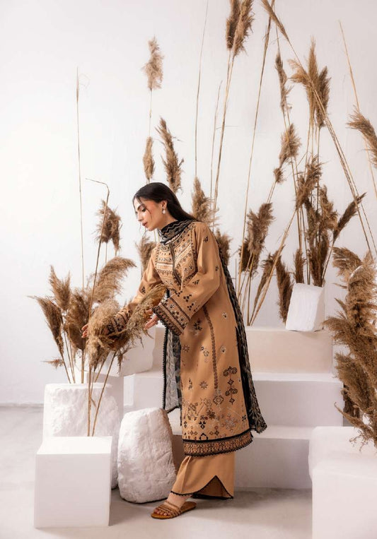 ZYNC By Florent at 3 Pcs Unstitched Dyed Viscose Embroidered Suit - ZFUDVE - D-FZ 07 B