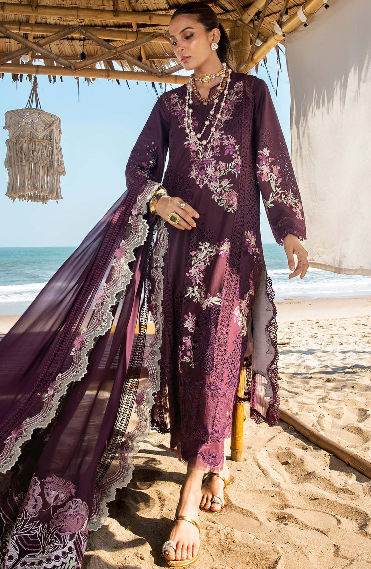 Saira Shakira Embroidered Lawn Unstitched 3 Piece Suit - DAHLIA-B - SSK25L - Purple - Summer Collection