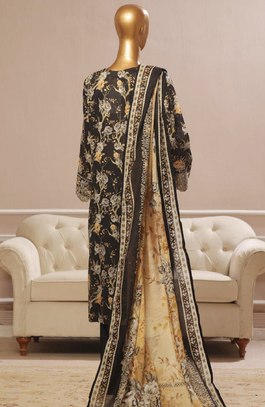 Bin Saeed Embroidered Lawn Stitched 3 Piece Suit - SM-772 - BS25EL3PCV5 - Black - Summer Collection