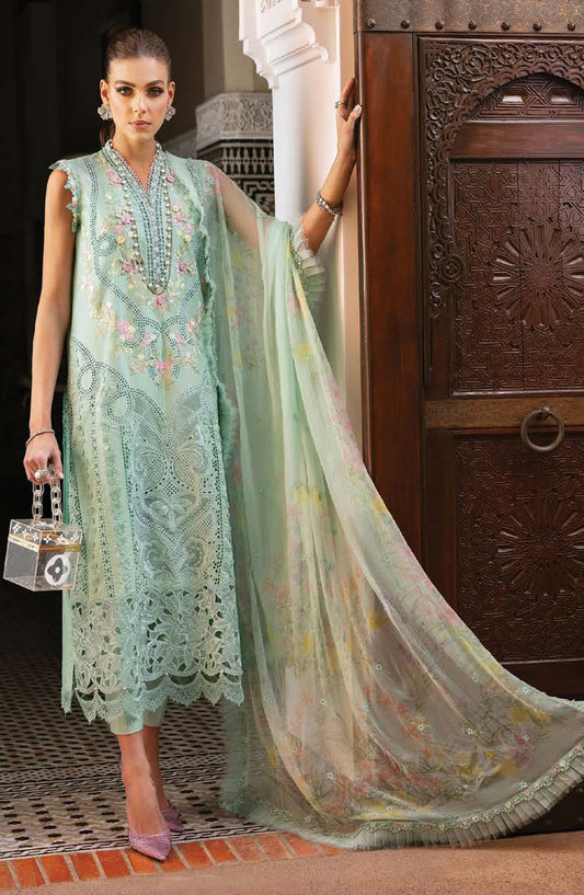 Maria B Embroidered Lawn Unstitched 3 Piece Suit - D-14A - MAB25LLV25 - Green - Summer Collection
