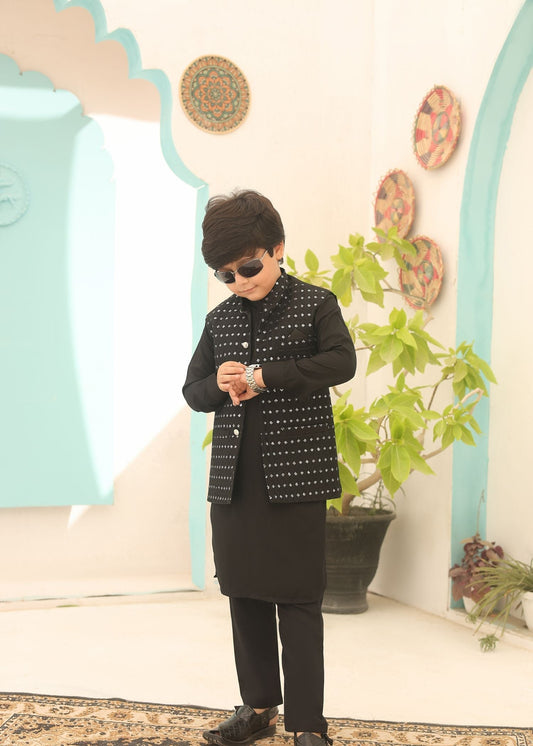 Festive black waistcoat suit EW 24