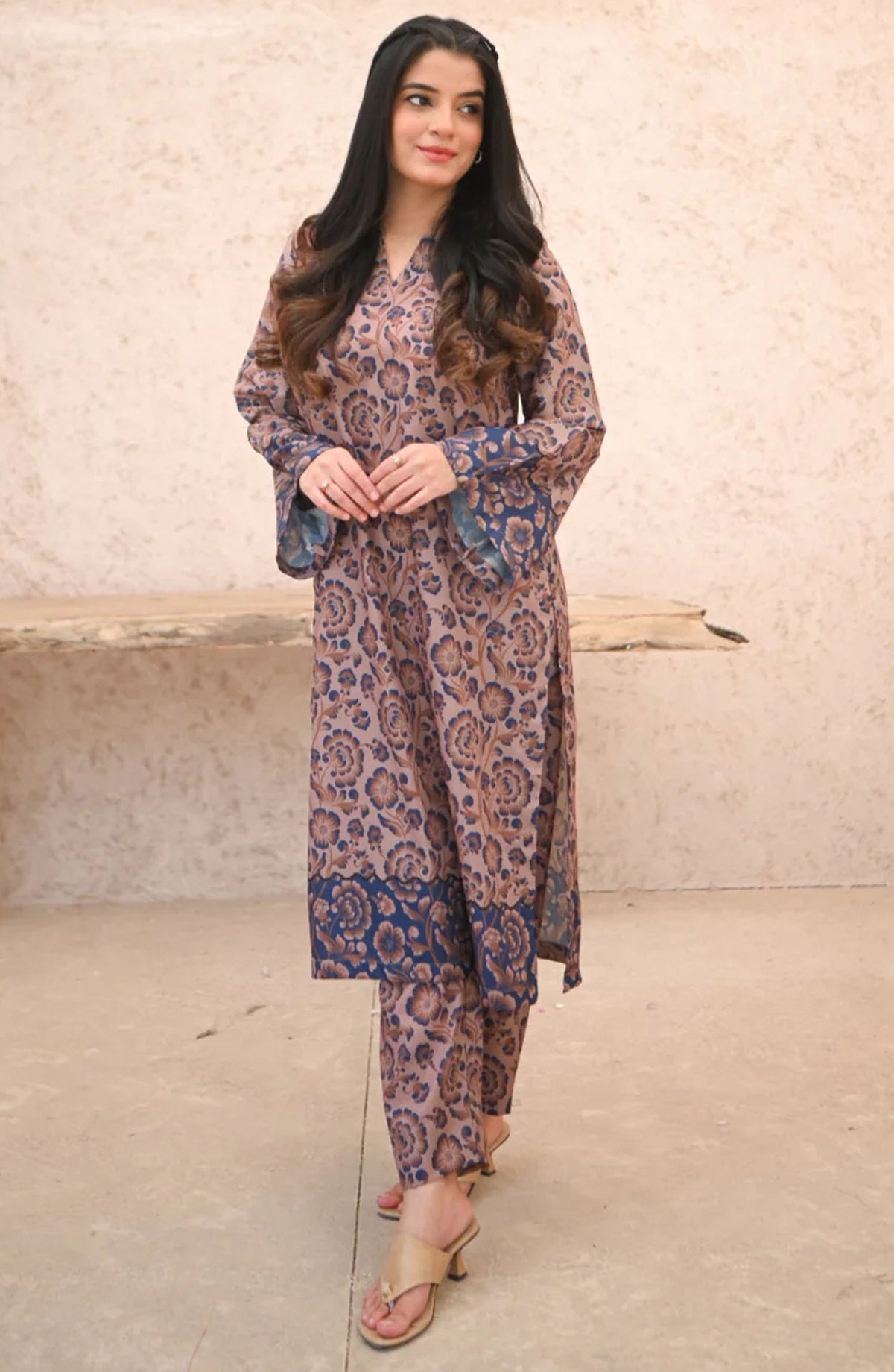 Zauk Casual Wrinke Free Crepe 2 Piece Suit - Mushroom - ZK25CC - Beige - Casual Collection