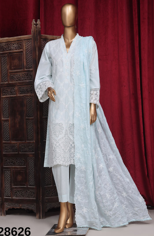 Bin Saeed Embroidered Cotton Stitched 3 Piece Suit - PC-28626 - BS25PCV3 - Blue - Summer Collection