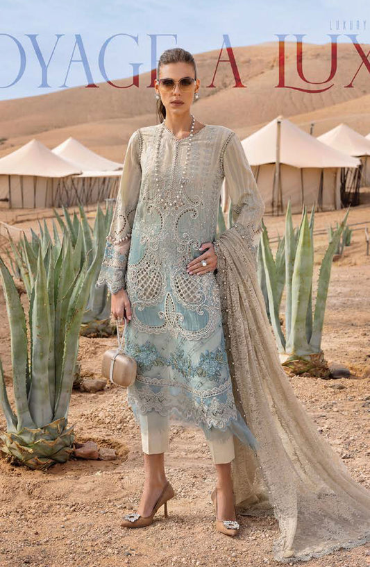 Maria B Embroidered Lawn Unstitched 3 Piece Suit - D-15B - MAB25LLV25 - Off White - Summer Collection