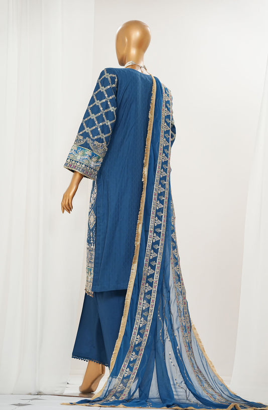 Durnaz by Amna Khadija Embroidered Jacquard Lawn Stitched 3 Piece Suit - AM25DRN - BR EX 09 - Blue - Festive Collection