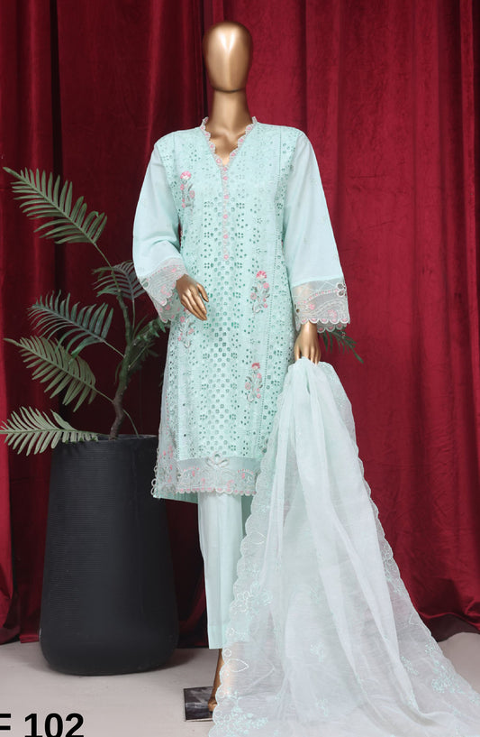 Bin Saeed Embroidered Cotton Stitched 3 Piece Suit - LF-137 - BS25PCV3 - Blue - Summer Collection
