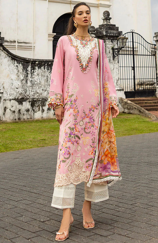 Manaram by Mushq Embroidered Lawn Unstitched 3 Piece Suit - Twinkling Tempos - MQ25MLL - Pink - Summer Collection
