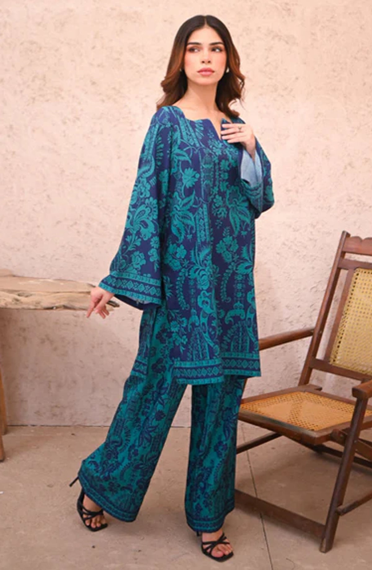 Zauk Casual Wrinke Free Crepe 2 Piece Suit - Marina - ZK25CC - Blue - Casual Collection