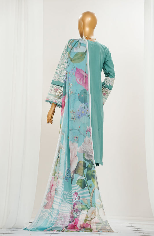 Durnaz by Amna Khadija Embroidered Jacquard Lawn Stitched 3 Piece Suit - AM25DRN - ELF 01 - Sea Green - Festive Collection