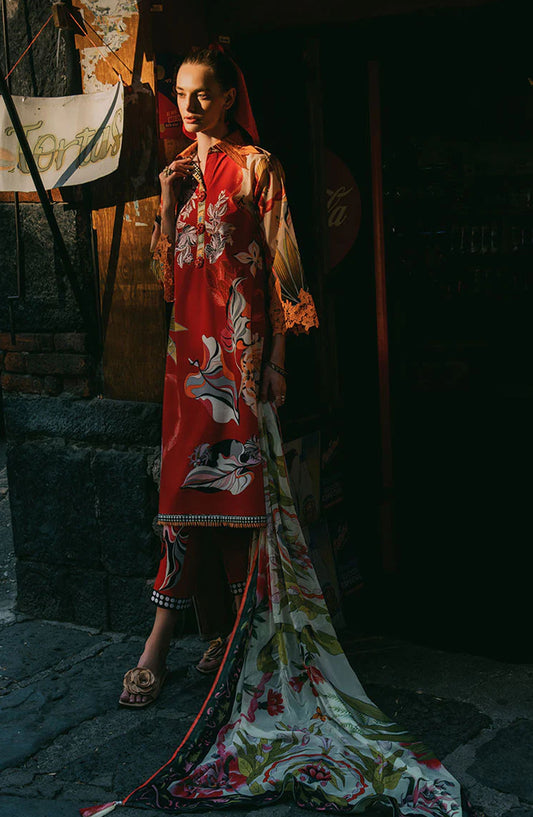 Hemline by Mushq Embroidered Lawn Unstitched 3 Piece Suit - Ride Vineyard - MQ25LDHP - Red - Summer Collection