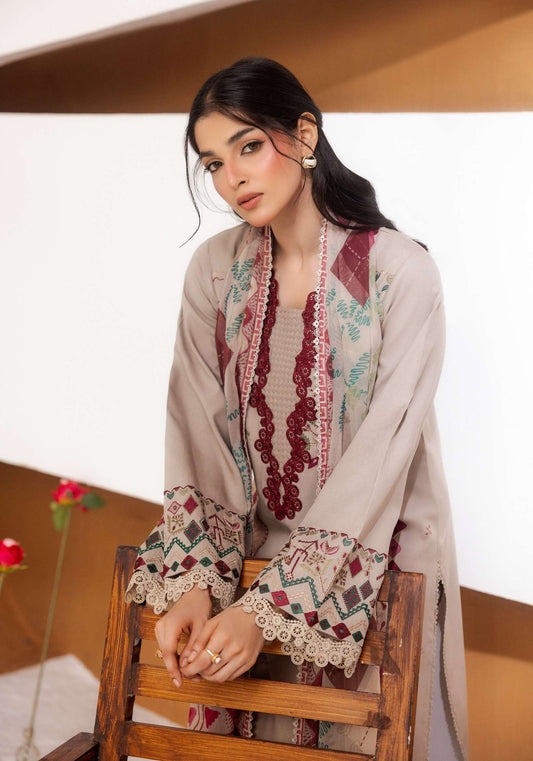 ZYNC By Florent at 3 Pcs Unstitched Dyed Viscose Embroidered Suit - ZFUDVE - D-FZ 04 B