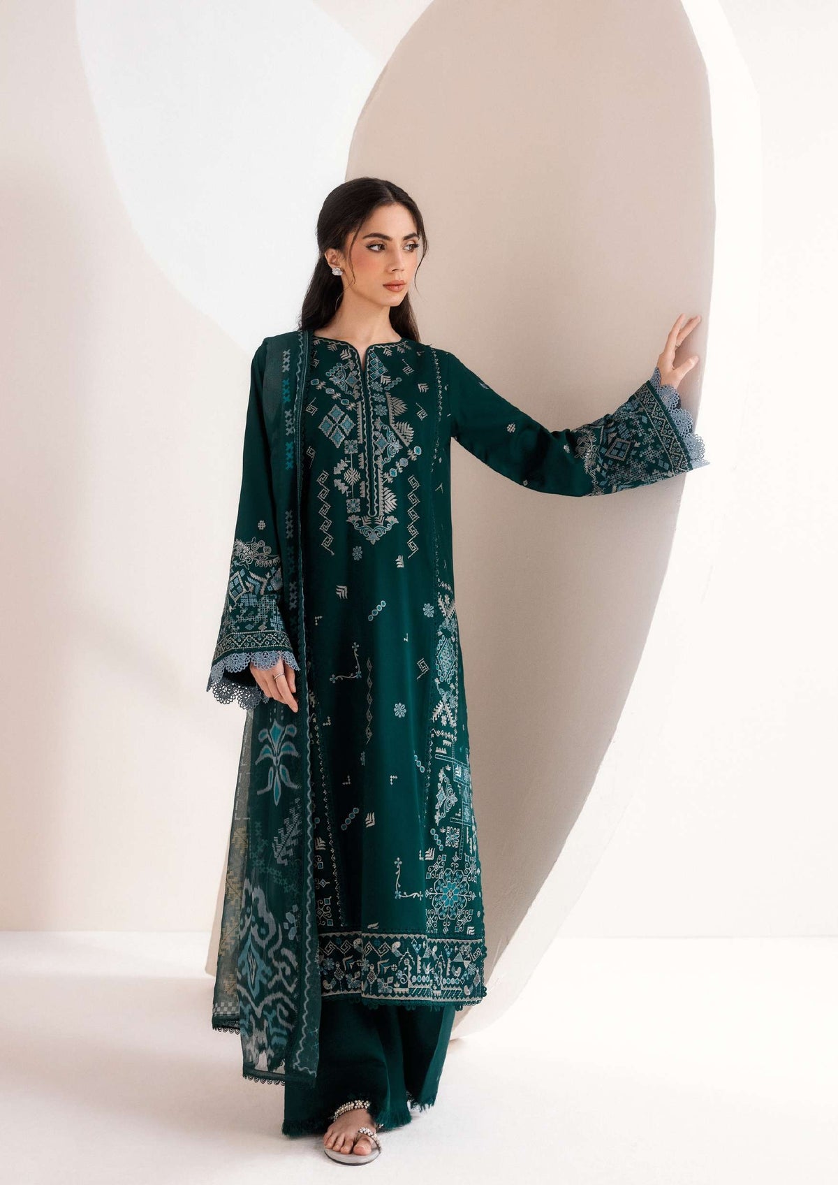 ZYNC By Florent at 3 Pcs Unstitched Dyed Viscose Embroidered Suit - ZFUDVE - D-FZ 05 B
