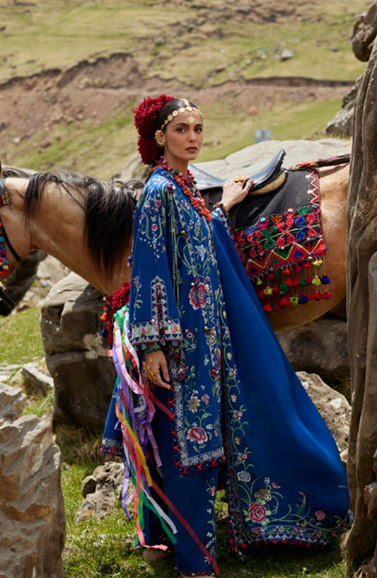 Kashmee by Elan Embroidered Lawn Unstitched 3 Piece Suit - 1B - EL26KSM - Blue - Summer Collection