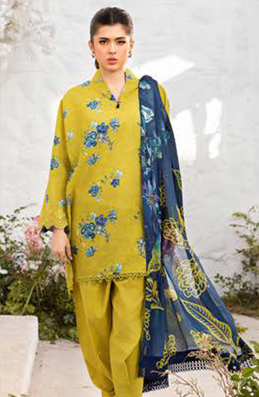 Maria B Embroidered Lawn Unstitched 3 Piece Suit - D-02 A - MB25MB - Green - Summer Collection